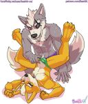  anthro bashbl-ux canid canine canis countershading duo fox fox_mccloud hi_res male male/male mammal nintendo star_fox text url video_games wolf wolf_o&#039;donnell 