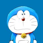 1:1 2021 anthro bell blue_background blue_body blue_fur collar domestic_cat doraemon doraemon_(character) felid feline felis front_view fur looking_at_viewer machine male mammal mouth_closed mt_tg pouch_(anatomy) red_collar red_nose robot shaded simple_background solo standing whiskers white_body white_fur 
