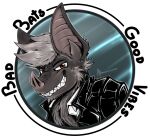  alpha_channel basic_shading bust_portrait chiropteran clothing gote grin hi_res jacket leather leather_clothing leather_jacket leather_topwear long_ears looking_at_viewer mammal masterzoroark666 mohawk portrait sharp_teeth smile teeth topwear 
