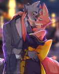  absurd_res anthro canid canine canis diane_foxington dreamworks duo female fox grey_body hi_res looking_at_another looking_at_partner male mammal mr._wolf_(the_bad_guys) orange_body the_bad_guys tutifruti_(artist) wolf 