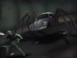  anthro arachnid arthropod clothed clothing duo fish flexet_(photolol.03) hi_res looking_back machine male male/male marine photolol.03 running shark simple_background spider vehicle volkswagen_beetle 