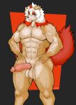  abs absurd_res anthro arknights asian_mythology balls canid canine canis domestic_dog east_asian_mythology erection foo_dog fur genitals hair hambor12 hi_res horn humanoid_genitalia humanoid_penis hung_(arknights) hypergryph japanese_mythology komainu looking_at_viewer male mammal multicolored_body multicolored_fur multicolored_hair muscular muscular_anthro muscular_male mythology nude pecs penis simple_background smile solo sssonic2 studio_montagne video_games white_body white_fur white_hair yokai 