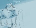  0ottotto0 2022 anthro belly big_belly bulge clothing eyewear glasses humanoid_hands kemono male mammal overweight overweight_male smoking solo underwear ursid 