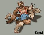  2022 animated anthro biceps blush butt canid canine chest_tuft clothing duo feet felid feline headlock holding_tail_up knest male male/male mammal muscular on_lap over_knee pecs pinned restrained simple_background spanking tail_in_mouth tight_clothing tuft wrestling_singlet yelp 