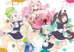  4girls :&lt; :3 :d absurdres ahoge animal_ear_fluff animal_ears apron arm_at_side ass back_bow barefoot bi_neko706 black_dress blue_bow blue_eyes blunt_bangs blush bow bowtie braid breasts brown_eyes brown_hair cacao_(nekopara) cat_ears cat_girl cat_tail character_name child chocola_(nekopara) cleavage cleavage_cutout closed_mouth clothing_cutout colored_eyelashes commentary_request cowboy_shot curly_hair double-parted_bangs dragon_print dress fang feet feet_out_of_frame floating_hair foot_out_of_frame fraise_(nekopara) frilled_apron frilled_dress frilled_sleeves frills frown green_bow green_bowtie green_eyes green_hair green_tail hair_between_eyes hair_bow hair_ribbon hand_up happy heart-shaped_ornament highres holding holding_umbrella holding_water_gun kneepits long_hair looking_at_viewer looking_back low_twintails maid maid_headdress medium_hair multiple_girls nekopara no_panties open_mouth pink_bow pink_bowtie pink_hair pink_umbrella puffy_short_sleeves puffy_sleeves ribbon shiny_skin short_dress short_hair short_sleeves shy side_braids sidelocks simple_background slit_pupils small_breasts smile soles standing standing_on_one_leg tail toes twintails umbrella vanilla_(nekopara) very_long_hair waist_apron waitress water_gun wavy_mouth white_apron white_background white_bow white_hair white_ribbon white_wrist_cuffs wrist_cuffs yellow_eyes 
