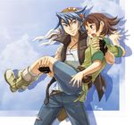  angela_(harvest_moon) artist_request carrying harvest_moon luke_(harvest_moon) princess_carry 