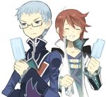  asbel_lhant bad_id bad_pixiv_id blue_eyes blue_hair brothers brown_hair food glasses hubert_ozwell ice_cream male_focus multiple_boys siblings smile tales_of_(series) tales_of_graces white_background zenmai 