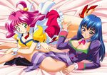  blue_hair breasts cleavage copyright_request kimura_takahiro large_breasts long_legs multiple_girls pink_hair 