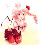  blonde_hair flandre_scarlet hat head_bump ponytail red_eyes shin_(new) short_hair side_ponytail solo touhou wings 