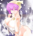  ass bad_hands breasts huge_breasts mokomoko_yanakku nude onsen pink_eyes pink_hair saigyouji_yuyuko short_hair solo steam touhou towel 