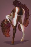  anthro anus breasts brown_body brown_fur brown_hair butt equid equine female fur genitals glistening glistening_body glistening_butt hair hi_res horse leaning_over looking_at_viewer mammal nipples nude pussy rear_view softmare solo white_body white_fur 