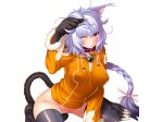  1girl animal_ears braid cat_ears cat_girl cat_tail crackle_(taimanin) nobushito non-web_source red_eyes tail taimanin_(series) taimanin_asagi_kessen_arena white_hair 