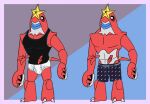  andromorph anthro anthrofied arthropod boxers_(clothing) boxers_only briefs claws clothed clothing crawdaunt crustacean decapoda generation_3_pokemon hi_res intersex lobster malacostracan male marine model_sheet nintendo no_shading pokemon pokemon_(species) shirt simple_background simple_eyes solo standing tank_top tighty_whities topwear underwear video_games violet3d white_briefs white_clothing white_underwear 