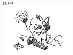  4:3 anthro black_and_white black_border border broken_condom canid canine clothed clothing condom english_text female fox hair mammal monochrome pepper_(sketchytoasty) red_fox sabotaged_condom sexual_barrier_device sketchytoasty solo text 