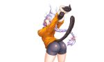  1girl animal_ears braid cat_ears cat_girl cat_tail crackle_(taimanin) nobushito non-web_source red_eyes tail taimanin_(series) taimanin_rpgx white_hair 