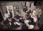  alternate_costume blonde_hair bowl breasts cake celes_chere edgar_roni_figaro final_fantasy final_fantasy_vi food gloves green_hair grey_hair lace-trimmed_gloves lace-trimmed_leotard lace-trimmed_thighhighs lace_trim leotard locke_cole sabin_rene_figaro setzer_gabbiani sharp_na_ago sitting terra_branford thighhighs whisk whisking 