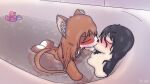 16:9 2024 aliasing anthro artist_name bath bath_toy bathing bathing_together bathroom bathtub big_butt black_hair black_nose blush blush_lines brown_body brown_fur brown_hair butt butt_heart butt_out_of_water cheek_tuft chest_tuft convenient_censorship countershading cuddling digital_media_(artwork) dithering domestic_cat dripping droplets duo eyebrow_through_hair eyebrows eyelashes eyes_closed face_grab facial_tuft felid feline felis female female/female female_on_anthro female_on_human flowing_hair fur hair hand_on_face hug human human_on_anthro implied_incest implied_technical_incest indexed_color inner_ear_fluff interspecies interspecies_romance kiss_on_lips kissing kneeling lesbian_couple light light_body light_skin long_hair love making_out mammal messy_hair multicolored_body multicolored_fur navel nipples nude pale_skin partially_submerged ripples romantic romantic_ambiance romantic_couple rubber_duck sfl-art signature steam tail translucent translucent_hair tuft waist_grab water wet wet_body wet_fur white_body white_countershading widescreen young_(lore)