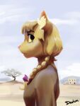  absurd_res anthro bangs bethesda_softworks blonde_hair bow_ribbon braided_hair braided_pigtails bust_portrait clothed clothing colored desert digital_media_(artwork) digital_painting_(artwork) doxhun dress felid female fur hair hammerfell hi_res inner_ear_fluff katia_managan khajiit long_hair looking_aside looking_at_viewer mammal painted_background pink_nose portrait prequel_adventure profile profile_view solo straight_hair the_elder_scrolls tuft video_games webcomic yellow_body yellow_eyes yellow_fur 
