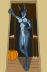  android anthro background_text breasts canid canine canis confusion cybernetic_arm cybernetic_limb cybernetics cyborg digital_drawing_(artwork) digital_media_(artwork) drawing female fox grey_body grey_skin halloween hi_res holidays jackal machine mammal photoshop robot solo the_dark_skull wolf 