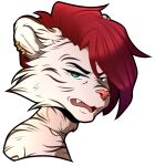  alpha_channel anthro felid finnian_ennis glare gold green_eyes hair hazelkisses male male/male mammal pantherine piercing red_hair solo stripes threat tiger 