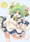  1girl :d animal_hands animal_hat apron bell cat_hat cat_tail dejiko di_gi_charat gloves green_hair hair_bell hair_ornament hat jingle_bell looking_at_viewer maid maid_apron open_mouth paw_gloves paw_shoes short_hair simple_background smile solo tail tororo white_apron white_background white_footwear white_mittens 