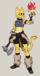  2016 5_fingers anthro axe bethesda_softworks blep boots brown_pawpads claws clothed clothing countershade_fur countershading elemental_manipulation felid female finger_claws fingers fire fire_manipulation footwear fully_clothed fur hi_res holding_object holding_weapon katia_managan khajiit magic makkon mammal melee_weapon oblivion pawpads pink_nose prequel_adventure solo the_elder_scrolls tongue tongue_out video_games weapon webcomic yellow_body yellow_fur yellow_sclera 