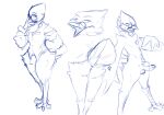  4_toes anisodactyl anthro anus avian balls berdly bird blue_and_white bodily_fluids bottomless butt clothed clothing deltarune eyewear father_hill feathers feet genitals glasses hi_res male monochrome nude penis shirt shirt_only sketch sketch_page solo sweat tail_feathers toes topwear topwear_only undertale_(series) video_games 