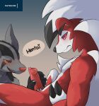  absurd_res ambiguous_gender animal_genitalia animal_penis anthro anthro_on_anthro black_nose blush bodily_fluids canid canine canine_penis chest_tuft claws dialogue duo english_text erection finger_claws fur generation_3_pokemon generation_7_pokemon genitals gradient_background grey_background grey_body grey_fur handjob hi_res huka leaning leaning_back lycanroc male male/ambiguous mammal midnight_lycanroc mightyena nintendo penile penis pokemon pokemon_(species) red_body red_eyes red_fur red_nose ringed_eyes sex shaded simple_background smile snout speech_bubble spread_legs spreading sweat text tuft video_games white_body white_fur yellow_sclera 