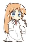  1girl blue_eyes blush_stickers chibi chibi_only coat highres long_hair mochimochi_kinako. necktie nichijou open_mouth orange_hair professor_shinonome red_necktie solo transparent_background white_coat 