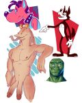  2020 2_penises alien anthro blue_sclera canid canine canis clothing concupisco domestic_dog fur genitals gloves gloves_only green_body gungan handwear handwear_only hi_res humanoid_genitalia humanoid_penis jar_jar_binks long_tongue looking_at_viewer male mammal mostly_nude multi_genitalia multi_penis multiple_images navel nipples nude penis red_body red_fur solo star_wars tongue tongue_out yellow_eyes yellow_sclera 