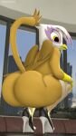  3d_(artwork) absurd_res anthro anthrofied avian beak big_breasts big_butt breasts brown_body butt clothed clothing darkflash23 digital_media_(artwork) female friendship_is_magic gilda_(mlp) gryphon hasbro hi_res my_little_pony mythological_avian mythology open_mouth partially_clothed solo source_filmmaker wings 