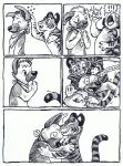  &lt;3 anthro beard_trimmer canid canine canis comic domestic_dog doryuu duo embrace felid german_shepherd hair hair_trimming herding_dog hug kissing_head male mammal neckerchief pain pantherine pastoral_dog personal_grooming sparkynekomi speech_bubble spiky_hair styling_hair ticer tiger touching_hair trimming_(grooming) 