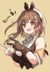  1girl atelier_(series) atelier_ryza atelier_ryza_3 breasts brown_eyes brown_hair gloves hair_ornament hairclip hat highres jewelry large_breasts le21day looking_at_viewer necklace open_mouth reisalin_stout short_hair smile solo white_headwear 