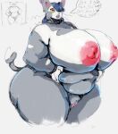  anthro belly big_breasts big_butt breasts breastwizard butt digital_media_(artwork) felid female fur generation_4_pokemon genitals hair hi_res mammal nintendo nipples nude overweight pokemon pokemon_(species) purugly pussy simple_background solo text thick_thighs video_games 