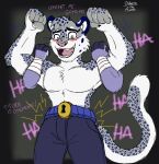  anthro belly_tickle felid hi_res laugh male male/male mammal nej_plumen pantherine shiberinu sketch snow_leopard solo teasing tickle_belt tickle_torture tickling 