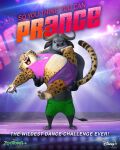  2022 3d_(artwork) absurd_res angry anthro benjamin_clawhauser bovid bovine cape_buffalo carrying_partner cheetah chief_bogo clothed clothing cover crop_top digital_media_(artwork) disney duo english_text felid feline happy hi_res looking_at_viewer male male/male mammal movie_poster official_art open_mouth phone shirt stage stage_lights text topless topwear unknown_artist zootopia zootopia+ 