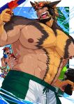  abs absol_(dkqthf) anger_vein angry another_eidos-r bara black_hair blonde_hair brown_hair bulge cigar fangs furry furry_male goggles goggles_on_head large_pectorals looking_at_another male_focus male_underwear manly mature_male multicolored_hair multiple_boys muscular muscular_male nipples open_mouth outdoors palm_tree pectorals red_hair scales sky spiked_hair thick_arms thick_eyebrows tongue topless_male tree underwear veins walther_(another_eidos) water water_gun wet wet_clothes 