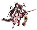  1girl absurdres aged_up animal_ears armor bare_legs bare_shoulders blunt_bangs breasts brown_hair bug butterfly cat_ears cat_girl cat_tail cleavage detached_sleeves dress eversoul floating full_body game_cg gold_headdress grin hair_ornament hand_fan highres holding holding_fan holding_sword holding_weapon incredibly_absurdres japanese_armor japanese_clothes jewelry kusazuri large_breasts long_hair long_sleeves looking_at_viewer mole mole_under_eye official_art ootachi palette_swap paper_fan pelvic_curtain platform_footwear purple_eyes rope sakuyo_(eversoul) sakuyo_(inferno)_(eversoul) samurai shimenawa shin_guards shoulder_armor single_sode smile sode solo sword sword_behind_back tachi-e tail transparent_background weapon white_dress white_footwear wide_sleeves 