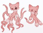 ambiguous_gender anthro domestic_cat empty_eye_socket felid feline felis hi_res hybrid kemono mammal one_eye_closed simple_background solo udmoxsg white_background worm