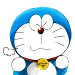  1:1 2020 absurd_res anthro bell blue_body blue_fur collar domestic_cat doraemon doraemon_(character) eyes_closed felid feline felis front_view fur hi_res machine male mammal mouth_closed mt_tg red_collar red_nose robot shaded simple_background solo standing whiskers white_background white_body white_fur 