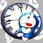  1:1 2021 analog_clock anthro bell blue_body blue_fur clock collar domestic_cat doraemon doraemon_(character) felid feline felis fur hands_behind_head machine male mammal mt_tg open_mouth pouch_(anatomy) raised_arms red_collar red_nose robot roman_numeral shaded solo tongue whiskers white_body white_fur 