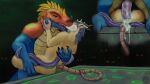 absurd_res anal anal_penetration anthro anthro_on_anthro anthro_penetrated anthro_penetrating anthro_penetrating_anthro being_watched biege_fur blue_body blue_eyes bodily_fluids claws crown cum cum_in_ass cum_inside dinosaur dromaeosaurid eyes_closed french_kissing fur genital_fluids genitals headgear hi_res kissing looking_at_another male male/male male_penetrated male_penetrating male_penetrating_anthro male_penetrating_male mammal murid murine narrowed_eyes orange_body penetration penile penile_penetration penis penis_in_ass prehistoric_species rat reku_illustration reptile ribbed_penis rodent scales scalie sex skaven tail tentacles theropod tongue tongue_out warhammer_(franchise)