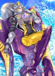  1girl :3 dated decepticon leg_up lens_flare looking_at_viewer mecha piko_(0_ppqq_0) pointing pointing_down robot smile smug solo thunderblast transformers transformers_cybertron water yellow_eyes 