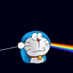  1:1 2020 absurd_res album_cover anthro bell black_background blue_body blue_fur collar cover domestic_cat doraemon doraemon_(character) felid feline felis front_view fur hi_res machine male mammal mouth_closed mt_tg pink_floyd rainbow raised_arm red_collar red_nose robot shaded simple_background solo the_dark_side_of_the_moon_(album) whiskers white_body white_fur 