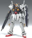  3d aeug beam_rifle commentary_request energy_gun gassan_(7nan8ku) gradient_background gundam gundam_mk_ii highres machinery mecha mecha_focus mobile_suit no_humans original realistic redesign robot science_fiction shield v-fin weapon zeta_gundam 