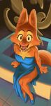 2022 4_fingers anthro breasts canid canine chipsgowoah clothed clothing diane_foxington dreamworks dress eyebrow_piercing facial_piercing female fingers footwear fox fur hi_res high_heels inner_ear_fluff jewelry looking_at_viewer mammal necklace open_mouth open_smile orange_body orange_fur piercing sitting smile smiling_at_viewer solo teeth the_bad_guys tuft 