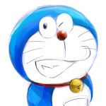  1:1 2020 absurd_res anthro bell blue_body blue_fur collar domestic_cat doraemon doraemon_(character) felid feline felis fur hi_res machine male mammal mt_tg one_eye_closed open_mouth open_smile pouch_(anatomy) red_collar red_nose robot shaded simple_background smile smiling_at_viewer solo standing whiskers white_background white_body white_fur 