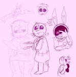 2025 anthro anthry_(sparklecare) bodily_fluids buckteeth clothed clothing covering covering_face dr._cuddles fake_ears fake_rabbit_ears heart_symbol hi_res hospital_gown looking_aside lying male mammal naked_mole-rat nervous_smile on_front p1nk3u patient rodent side_view simple_background sitting sketch_page solo sparklecare standing sweat sweatdrop tail teeth tripping whiskers wobbly_mouth