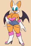  2022 2d_animation animated anthro big_breasts blue_eyes bottomwear breasts chiropteran cleavage clothed clothing cutoffs denim denim_clothing evenesko.d.fox_(artist) female jamoart mammal narrowed_eyes rouge_the_bat sega short_playtime shorts solo sonic_the_hedgehog_(series) thick_thighs 