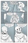  absolutedream absurd_res asriel_dreemurr bone border comic digital_media_(artwork) english_text group hi_res humanoid monochrome monster_kid papyrus_(undertale) skeleton text trio undertale undertale_(series) video_games white_border 